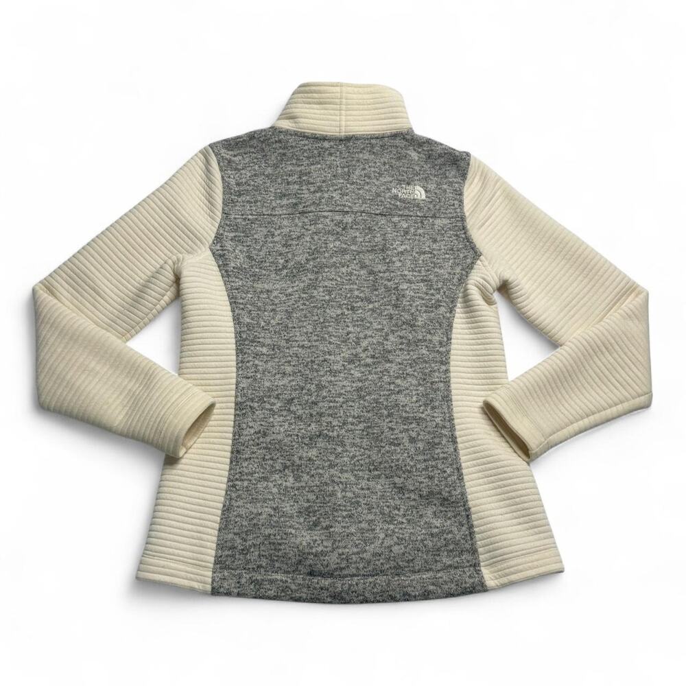 The North Face Cream Gray Knit Fleece Full Zip Jacket Womens Medium - Picture 3 of 8
